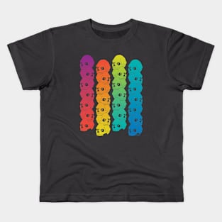 Rainbow Stacked Skull Pillars in a Pop Art Style Pattern Kids T-Shirt